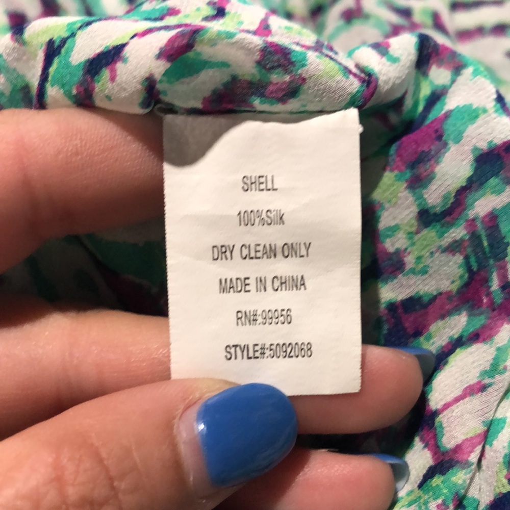Shoshanna green and purple 100% silk swim cover up size small - Picture 10 of 10